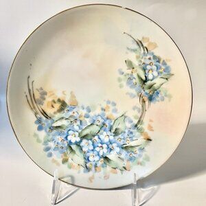 Vintage Thomas Sevres Porcelain Plate Hand Painted Signed Blue Flowers 8.5”